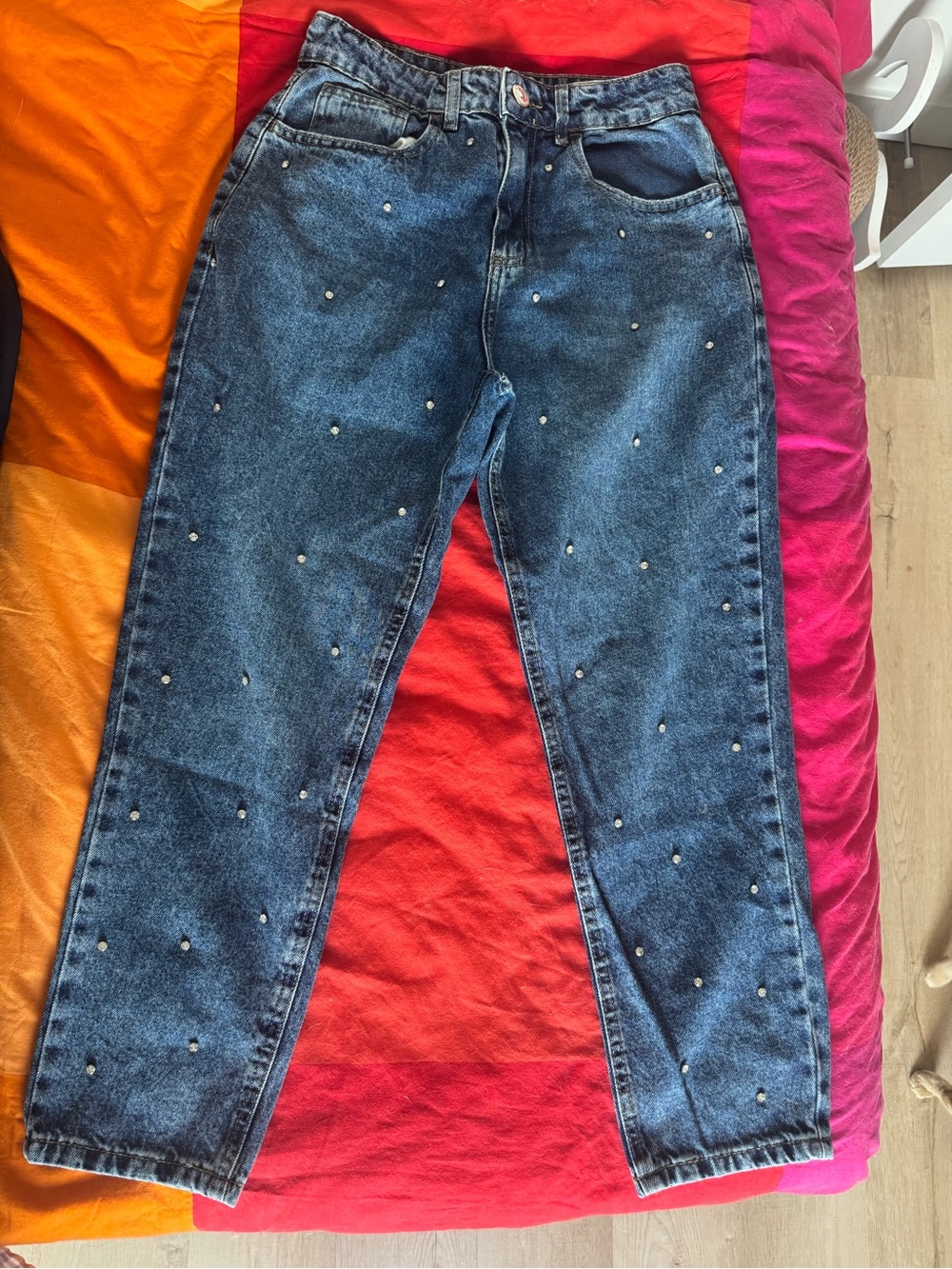 Blue “diamond”-Embellished Women’s Jeans